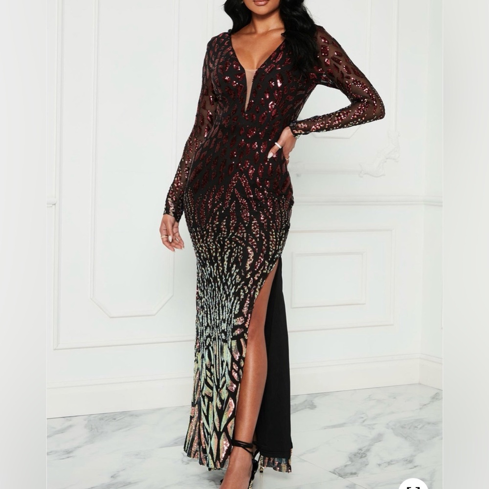 Soieblu Forever Mine Sequin Maxi Dress - Wine